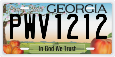 GA license plate PWV1212