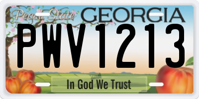 GA license plate PWV1213