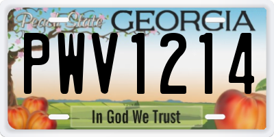 GA license plate PWV1214