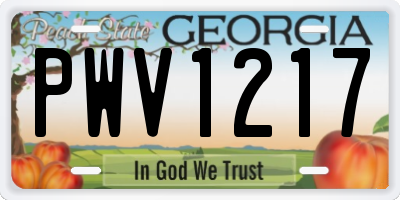 GA license plate PWV1217