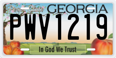 GA license plate PWV1219