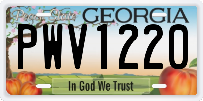 GA license plate PWV1220