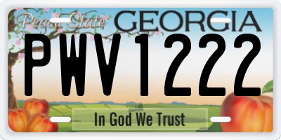 GA license plate PWV1222
