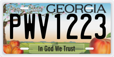 GA license plate PWV1223