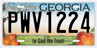 GA license plate PWV1224