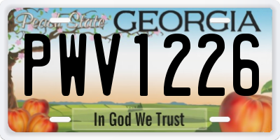 GA license plate PWV1226