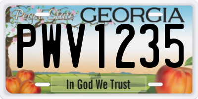 GA license plate PWV1235