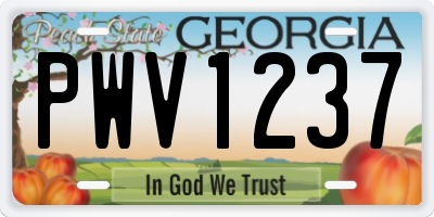 GA license plate PWV1237