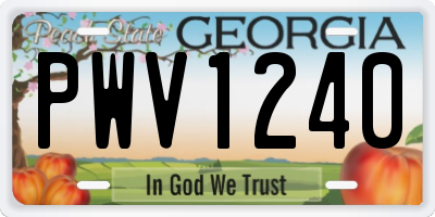 GA license plate PWV1240