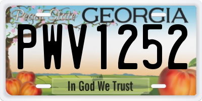 GA license plate PWV1252