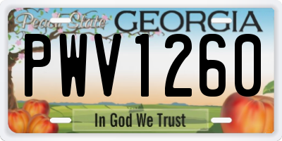 GA license plate PWV1260