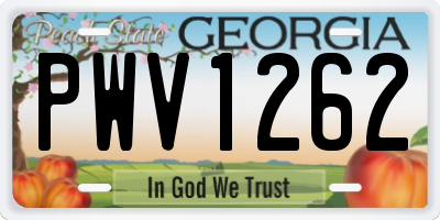 GA license plate PWV1262