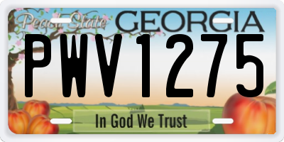 GA license plate PWV1275