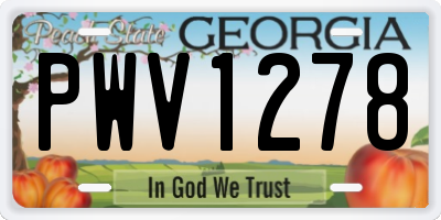 GA license plate PWV1278