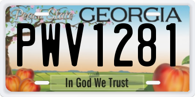 GA license plate PWV1281