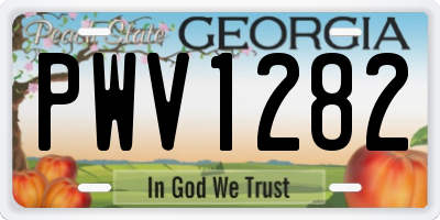 GA license plate PWV1282