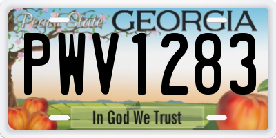 GA license plate PWV1283