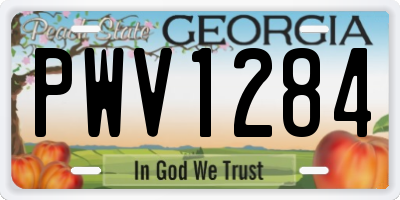 GA license plate PWV1284