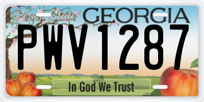 GA license plate PWV1287