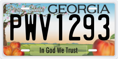 GA license plate PWV1293