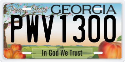 GA license plate PWV1300