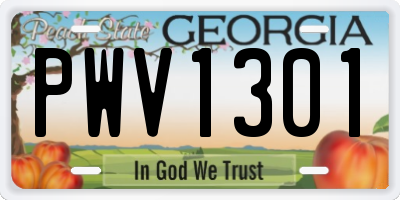 GA license plate PWV1301