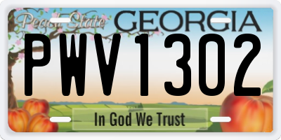 GA license plate PWV1302