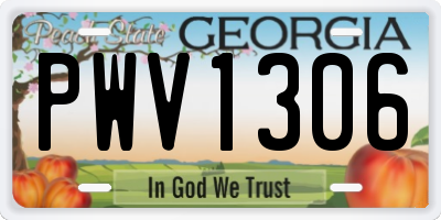 GA license plate PWV1306