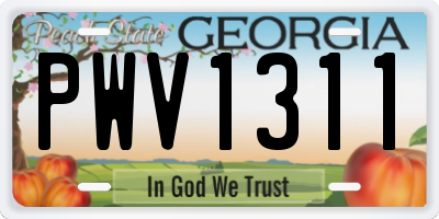 GA license plate PWV1311