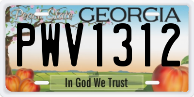 GA license plate PWV1312