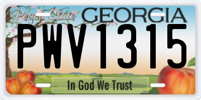 GA license plate PWV1315