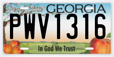 GA license plate PWV1316