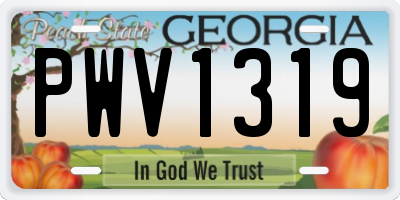 GA license plate PWV1319