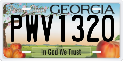 GA license plate PWV1320