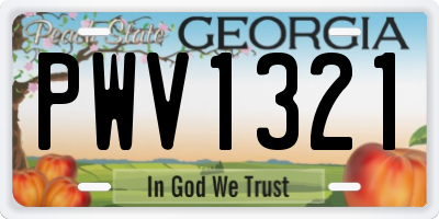 GA license plate PWV1321