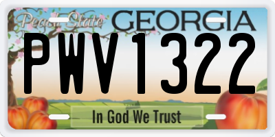 GA license plate PWV1322