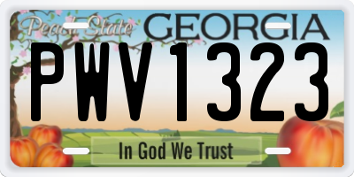 GA license plate PWV1323