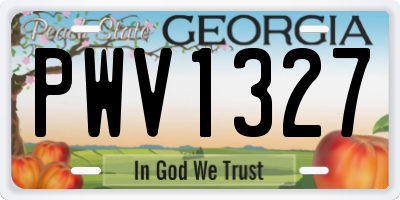 GA license plate PWV1327