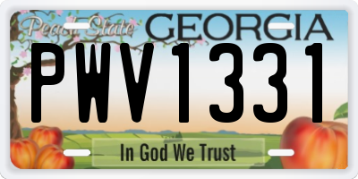 GA license plate PWV1331