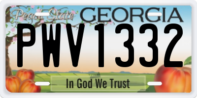GA license plate PWV1332