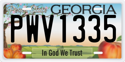 GA license plate PWV1335