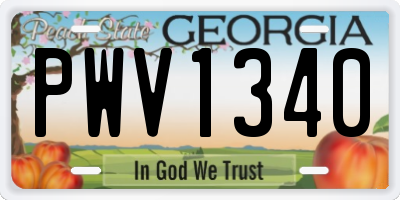 GA license plate PWV1340