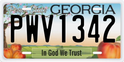 GA license plate PWV1342
