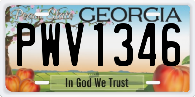 GA license plate PWV1346