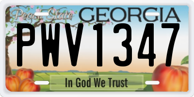 GA license plate PWV1347