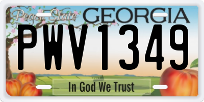 GA license plate PWV1349