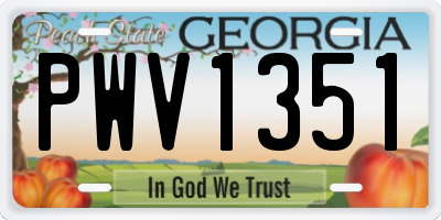 GA license plate PWV1351