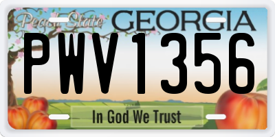 GA license plate PWV1356