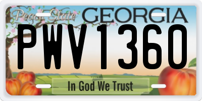 GA license plate PWV1360