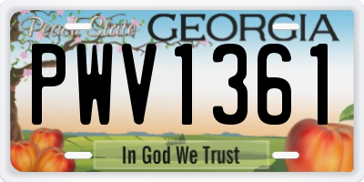 GA license plate PWV1361